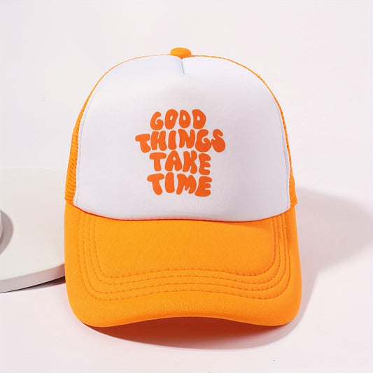 "Good Things Take Time" Color Block Cap